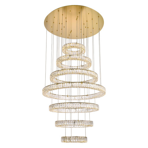 Elegant Monroe 5 Tier Led Chandelier - Gold, L 40" (3503G7LG)