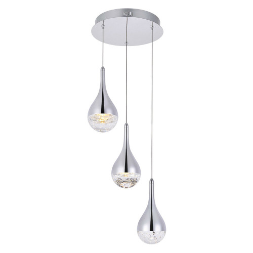 Elegant Amherst 3-Light Led Chandelier - Chrome, L 12" (3803D12C)
