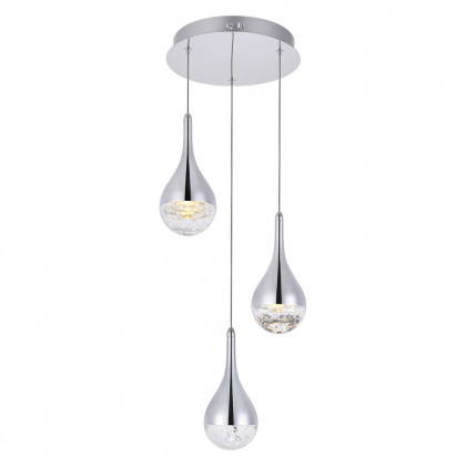 Elegant Amherst 3-Light Led Chandelier - Chrome, L 12" (3803D12C)