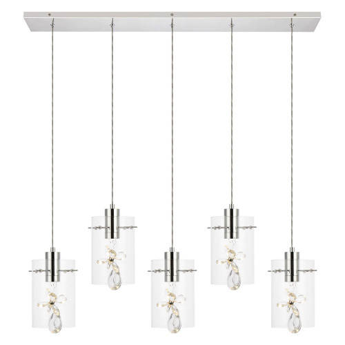 Elegant Hana 3 Lights Pendant - Chrome, L 36" (5202D36C)