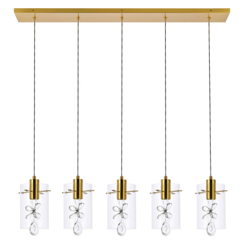 Elegant Hana 3 Lights Pendant - Gold, L 36" (5202D36G)