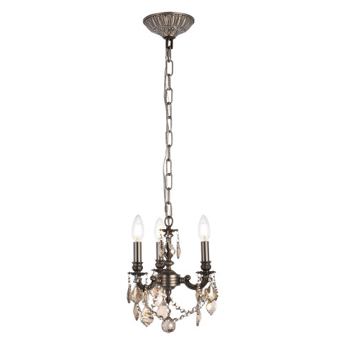 Elegant Lillie 3-Light - Pewter/Golden Teak (9103D10PW-GT-RC)