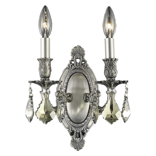 Elegant Chateau Design 2-Light 10'' Wall Sconce - Pewter/Golden Teak (9202W9PW-GT-RC)