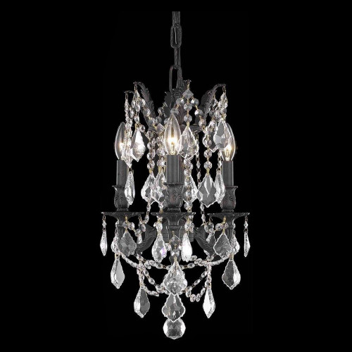 Elegant Chateau Design 3-Light 18'' Mini Chandelier - Dark Bronze/Golden Teak (9203D13DB-GT-RC)