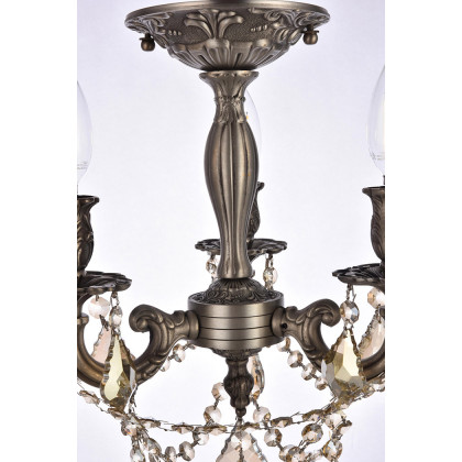 Elegant Chateau Design 3-Light 14'' Ceiling Mount - Pewter/Golden Teak (9203F13PW-GT-RC)