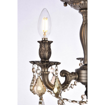 Elegant Chateau Design 3-Light 14'' Ceiling Mount - Pewter/Golden Teak (9203F13PW-GT-RC)
