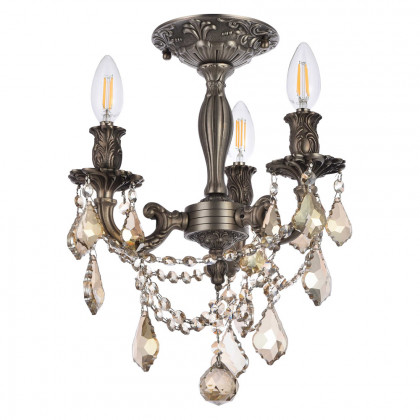 Elegant Chateau Design 3-Light 14'' Ceiling Mount - Pewter/Golden Teak (9203F13PW-GT-RC)