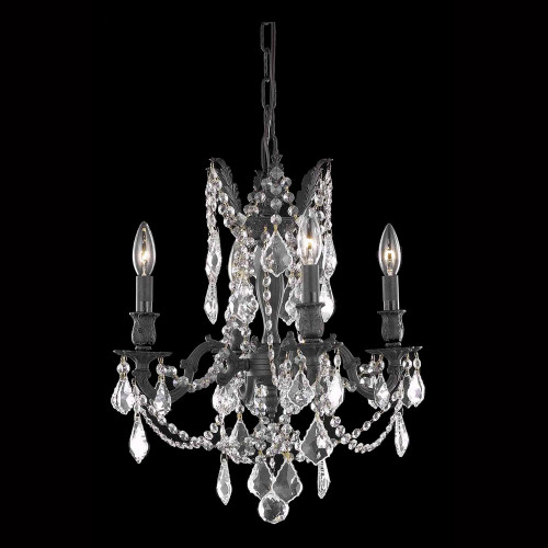 Elegant Chateau Design 4-Light 21'' Mini Chandelier - Dark Bronze/Golden Teak (9204D17DB-GT-RC)
