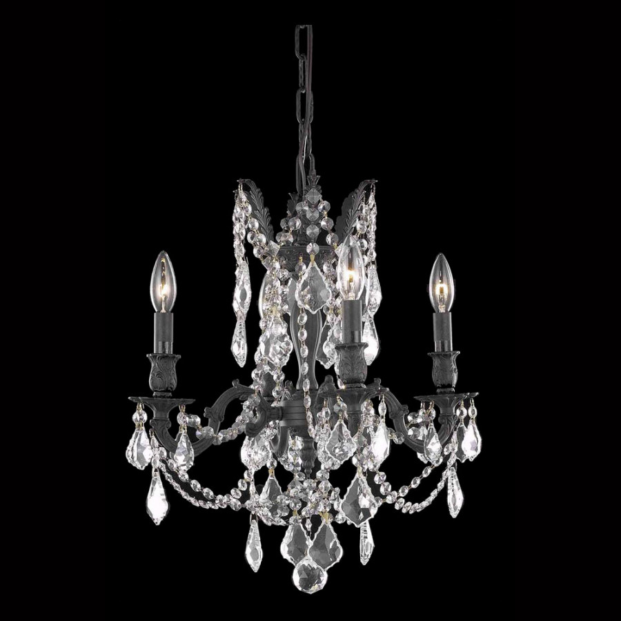 Elegant Chateau Design 4-Light 21'' Mini Chandelier - Dark Bronze/Golden Teak (9204D17DB-GT-RC)
