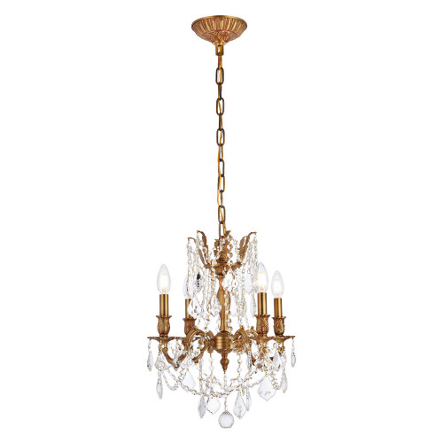 Elegant Chateau Design 4-Light 21'' Mini Chandelier - French Gold (9204D17FG-RC)