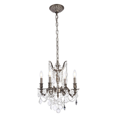 Elegant Chateau Design 4-Light 21'' Mini Chandelier - Pewter (9204D17PW-RC)