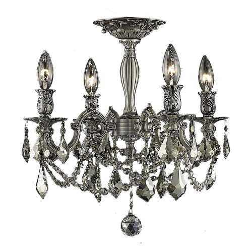 Elegant Chateau Design 4-Light 19'' Ceiling Mount - Pewter/Golden Teak (9204F17PW-GT-RC)
