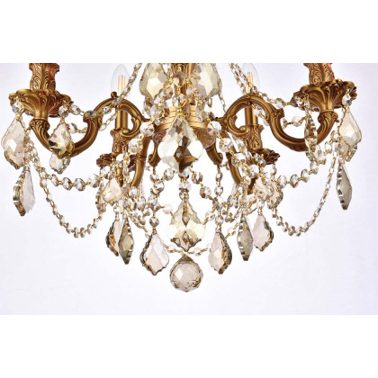 Elegant Chateau Design 5-Light 19'' Mini Chandelier - French Gold/Golden Teak (9205D18FG-GT-RC)