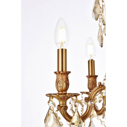 Elegant Chateau Design 5-Light 19'' Mini Chandelier - French Gold/Golden Teak (9205D18FG-GT-RC)