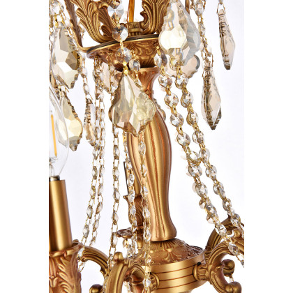 Elegant Chateau Design 5-Light 19'' Mini Chandelier - French Gold/Golden Teak (9205D18FG-GT-RC)