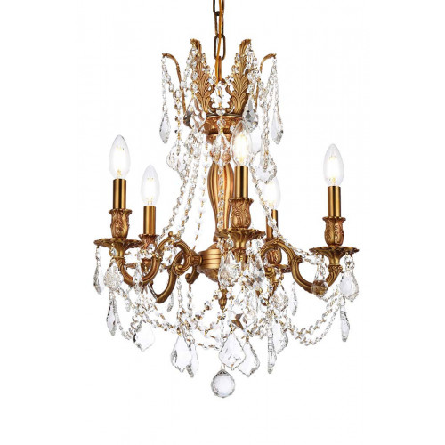 Elegant Chateau Design 5-Light 19'' Mini Chandelier - French Gold (9205D18FG-RC)