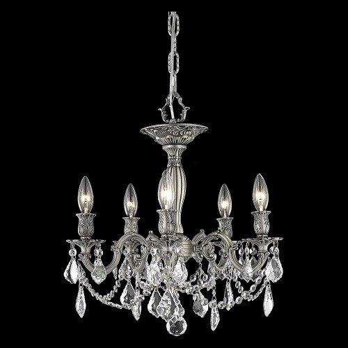 Elegant Chateau Design 5-Light 18'' Ceiling Mount - Pewter/Golden Teak (9205F18PW-GT-RC)