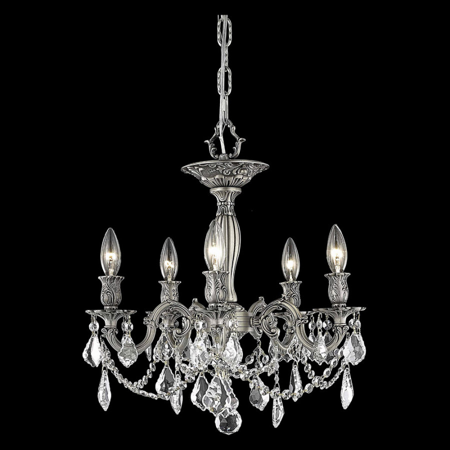 Elegant Chateau Design 5-Light 18'' Ceiling Mount - Pewter/Golden Teak (9205F18PW-GT-RC)