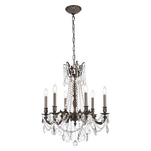 Elegant Chateau Design 6-Light 26'' Chandelier - Pewter (9206D23PW-RC)
