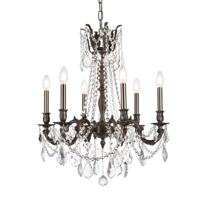 Elegant Chateau Design 6-Light 26'' Chandelier - Pewter (9206D23PW-RC)