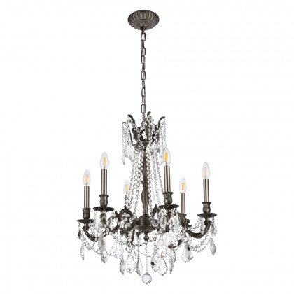 Elegant Chateau Design 6-Light 26'' Chandelier - Pewter (9206D23PW-RC)