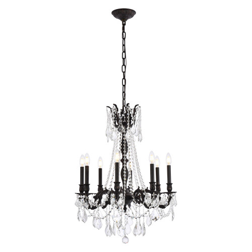 Elegant Chateau Design 8-Light 30'' Chandelier - Dark Bronze/Golden Teak (9208D24DB-GT-RC)
