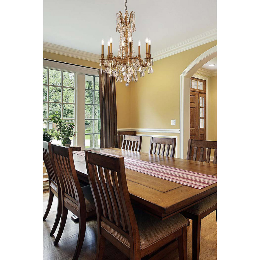Elegant Chateau Design 8-Light 30'' Chandelier - French Gold/Golden Teak (9208D24FG-GT-RC)