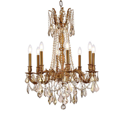 Elegant Chateau Design 8-Light 30'' Chandelier - French Gold/Golden Teak (9208D24FG-GT-RC)