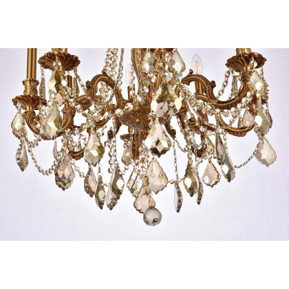 Elegant Chateau Design 8-Light 30'' Chandelier - French Gold/Golden Teak (9208D24FG-GT-RC)