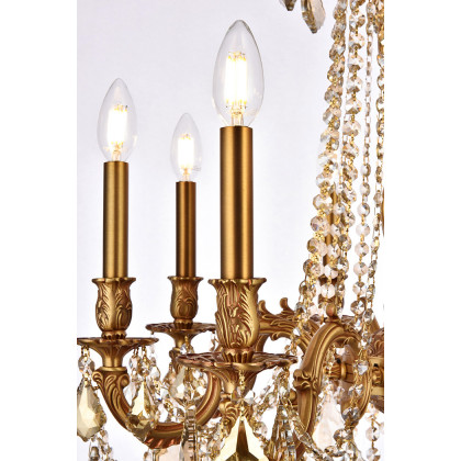 Elegant Chateau Design 8-Light 30'' Chandelier - French Gold/Golden Teak (9208D24FG-GT-RC)