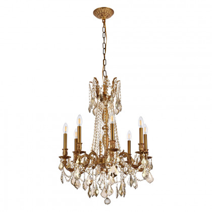 Elegant Chateau Design 8-Light 30'' Chandelier - French Gold/Golden Teak (9208D24FG-GT-RC)