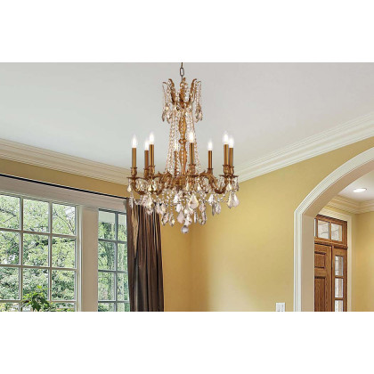 Elegant Chateau Design 8-Light 30'' Chandelier - French Gold/Golden Teak (9208D24FG-GT-RC)