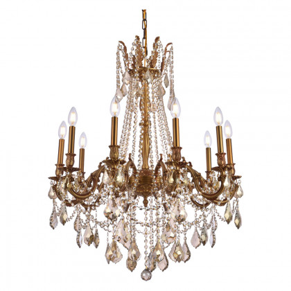 Elegant Chateau Design 10-Light 31'' Chandelier - French Gold/Golden Teak (9210D28FG-GT-RC)