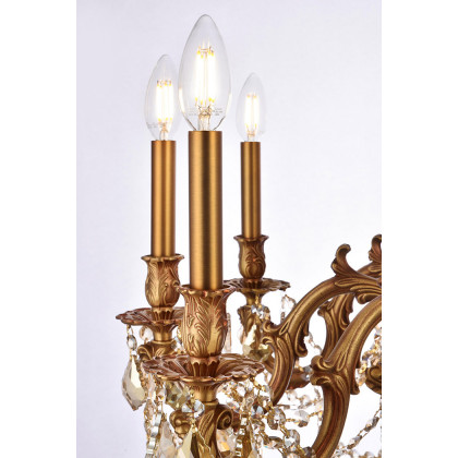 Elegant Chateau Design 10-Light 31'' Chandelier - French Gold/Golden Teak (9210D28FG-GT-RC)