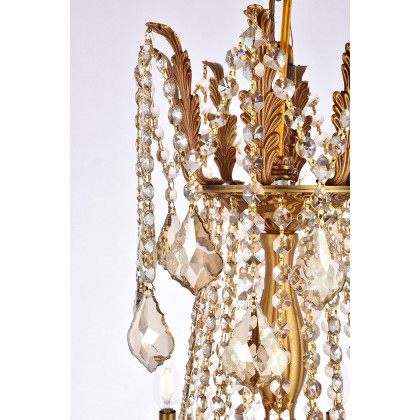 Elegant Chateau Design 10-Light 31'' Chandelier - French Gold/Golden Teak (9210D28FG-GT-RC)
