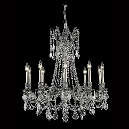 Elegant Chateau Design 10-Light 31'' Chandelier - Pewter (9210D28PW-RC)