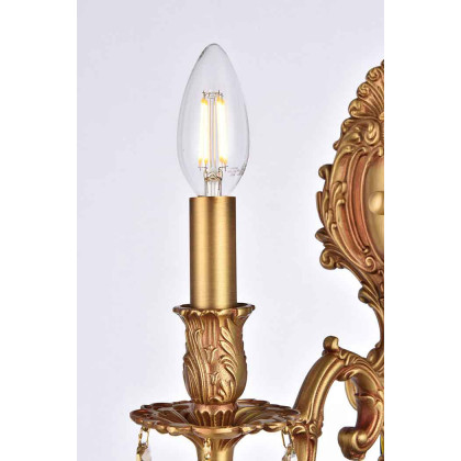 Elegant Wall Sconce - French Gold/Golden Teak (9601W5FG-GT-RC)