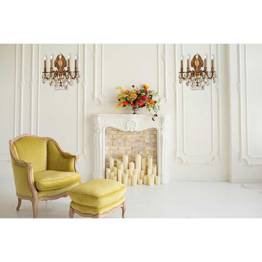 Elegant Wall Sconce - French Gold/Golden Teak (9605W21FG-GT-RC)