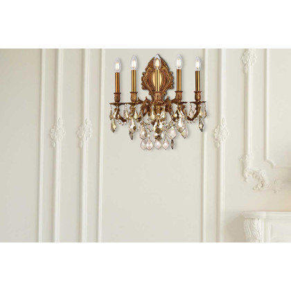 Elegant Wall Sconce - French Gold/Golden Teak (9605W21FG-GT-RC)