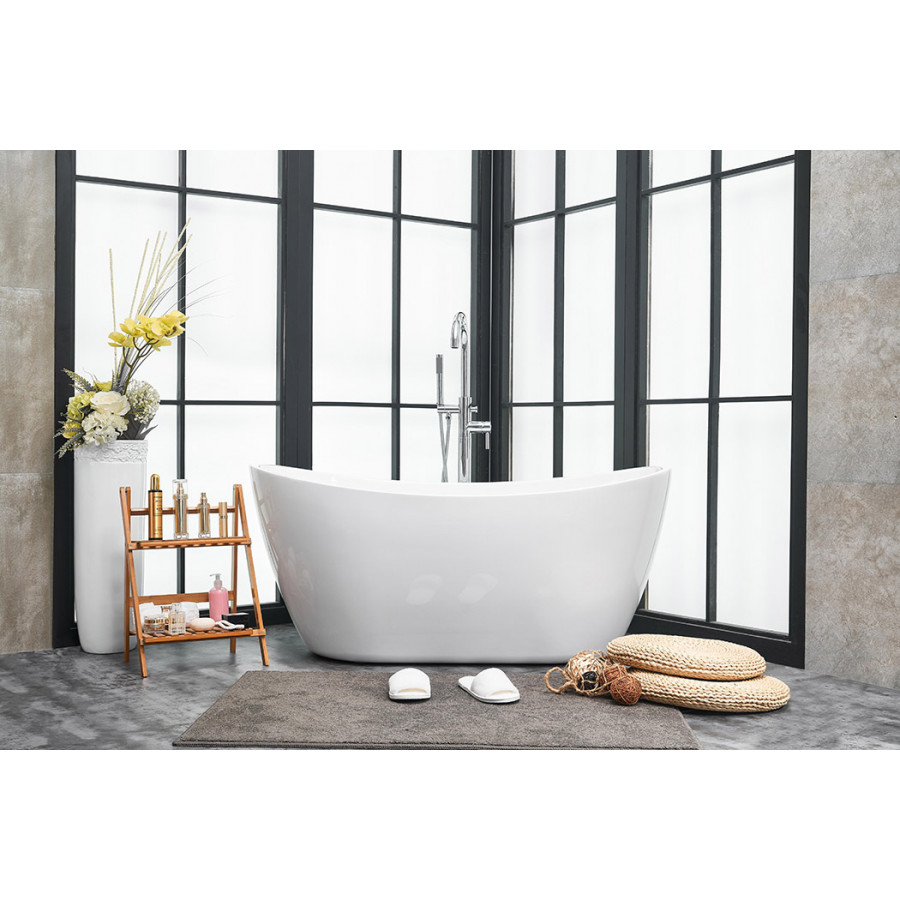 Elegant Soaking Double Slipper Bathtub - White, D 54" (BT10354GW)
