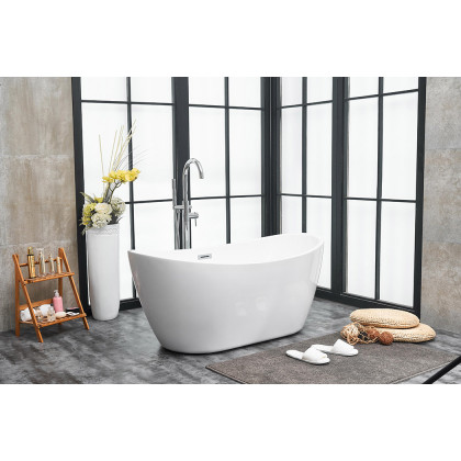 Elegant Soaking Double Slipper Bathtub - White, D 54" (BT10354GW)