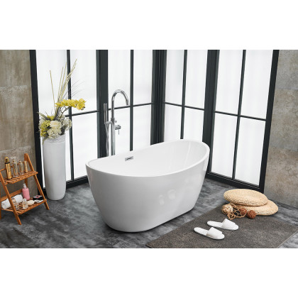 Elegant Soaking Double Slipper Bathtub - White, D 54" (BT10354GW)
