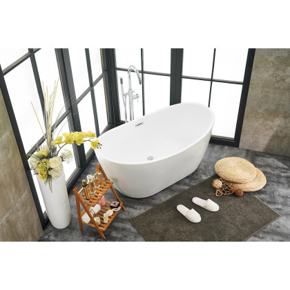 Elegant Soaking Double Slipper Bathtub - White, D 54" (BT10354GW)