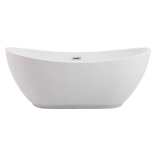 Elegant Soaking Double Slipper Bathtub - White, D 62" (BT10362GW)