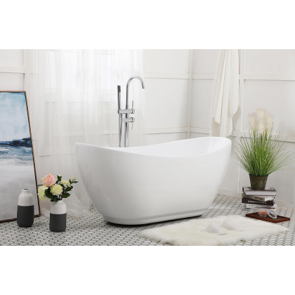 Elegant Soaking Double Slipper Bathtub - White, D 62" (BT10362GW)