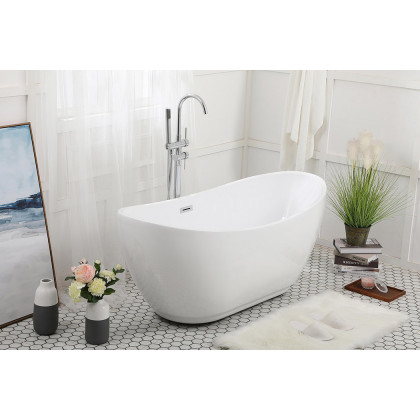 Elegant Soaking Double Slipper Bathtub - White, D 62" (BT10362GW)