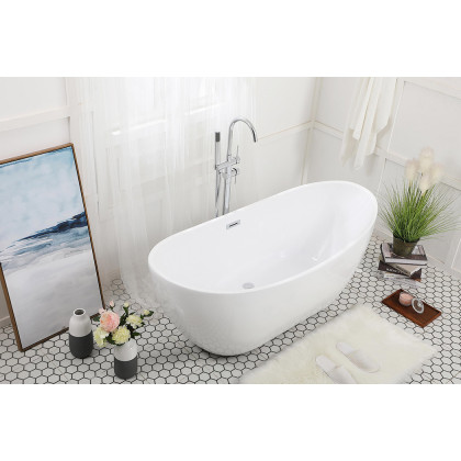 Elegant Soaking Double Slipper Bathtub - White, D 62" (BT10362GW)