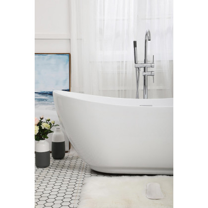 Elegant Soaking Double Slipper Bathtub - White, D 62" (BT10362GW)