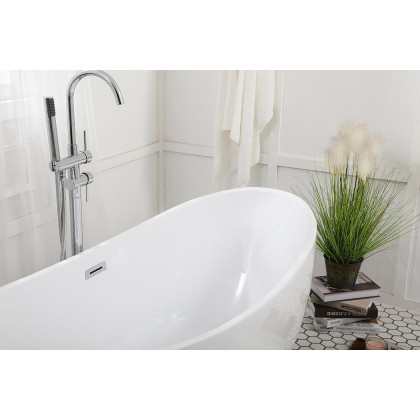 Elegant Soaking Double Slipper Bathtub - White, D 62" (BT10362GW)