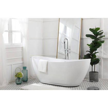 Elegant Soaking Double Slipper Bathtub - White, D 67" (BT10367GW)